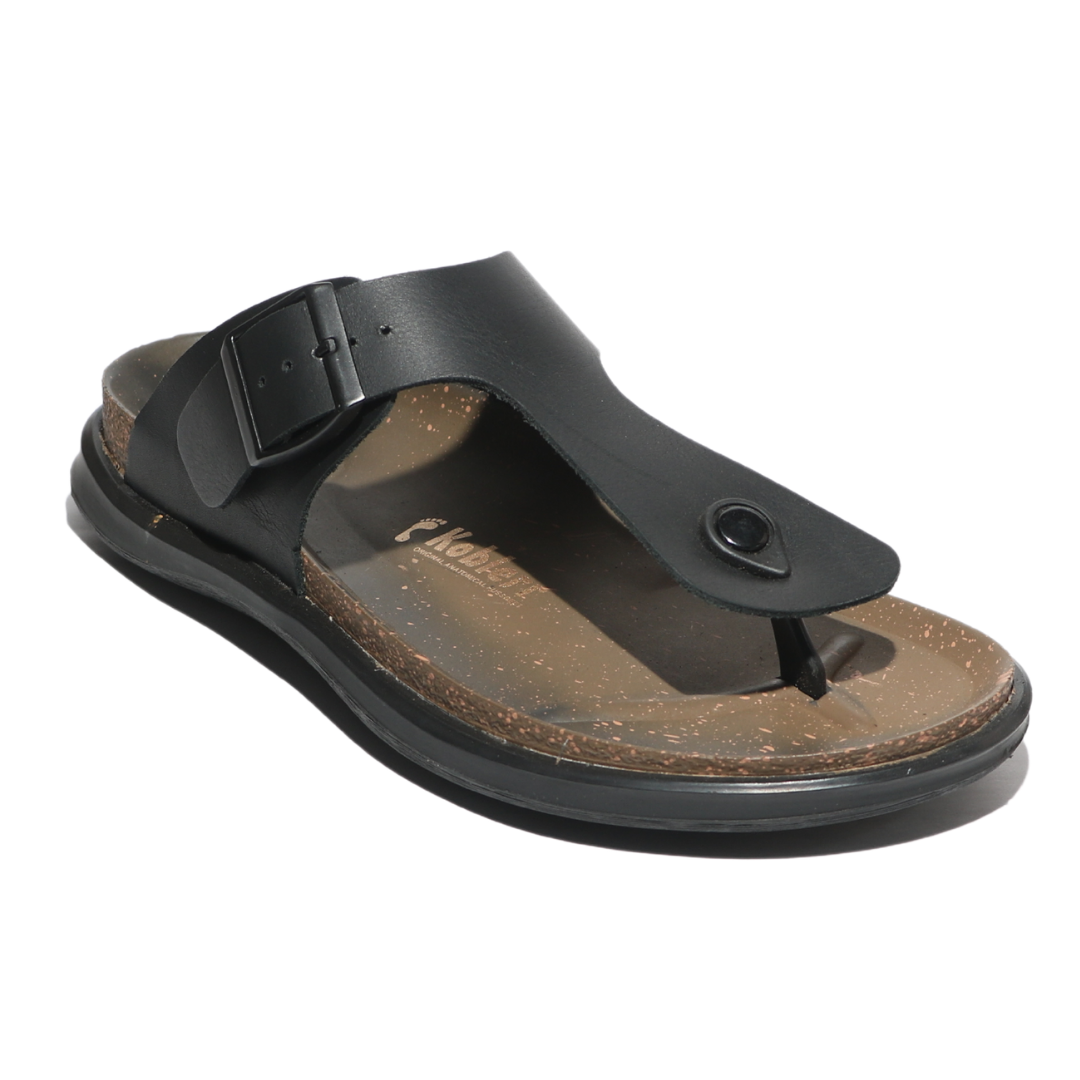 Men's T-Strap Sandals in Black