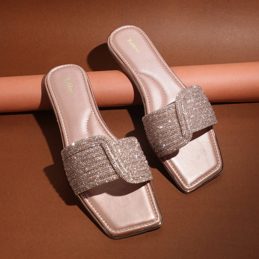 Rose Gold Embellished Flats