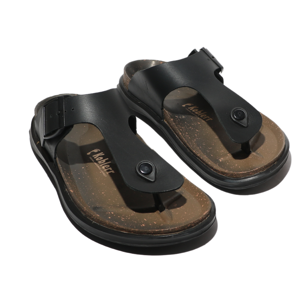 Men's T-Strap Sandals in Black