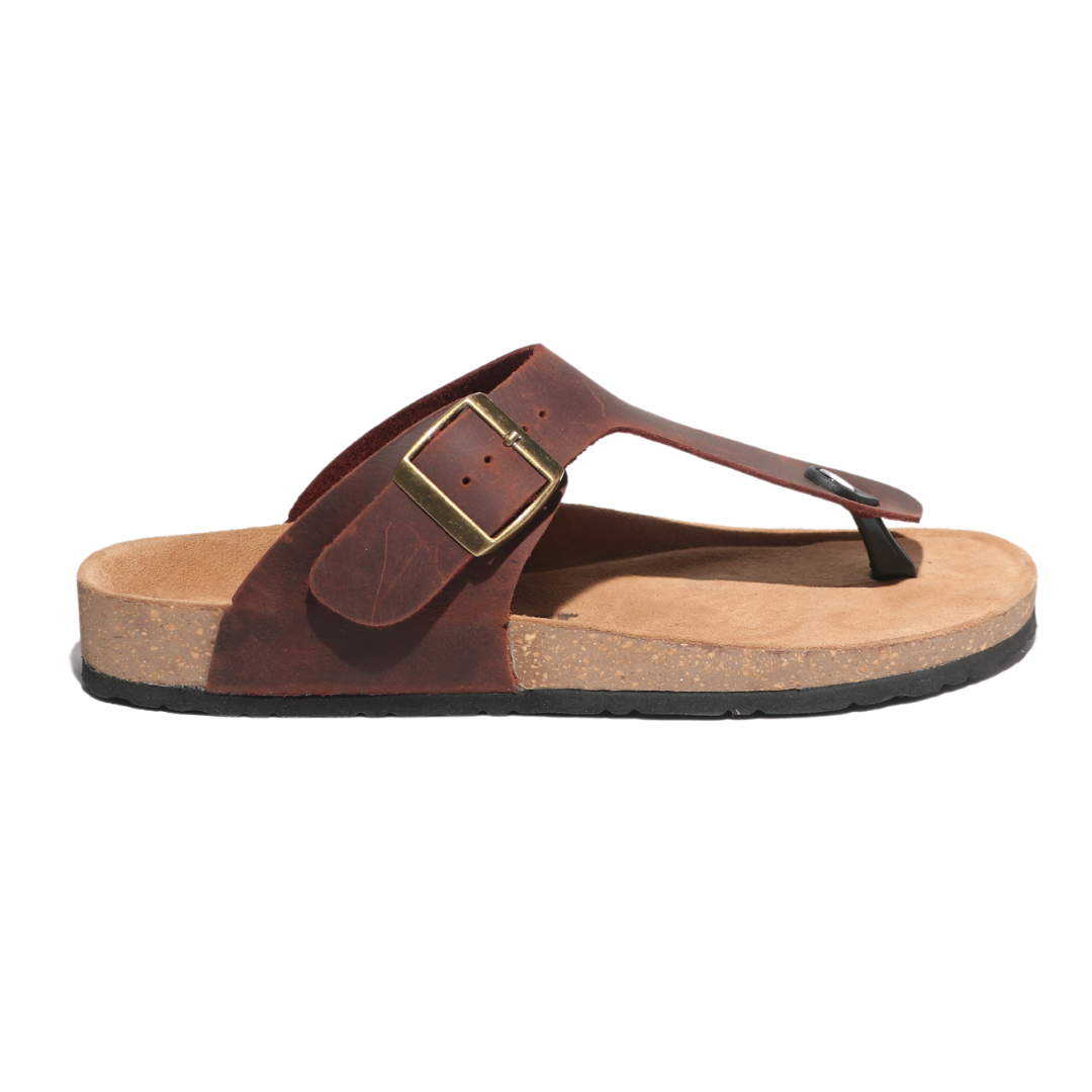Men's T-Strap Sandals in Brown