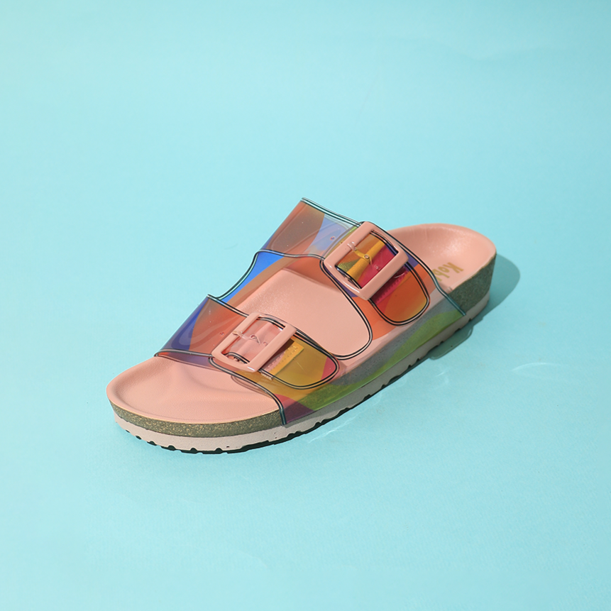 Pink Abstract Buckle Slides
