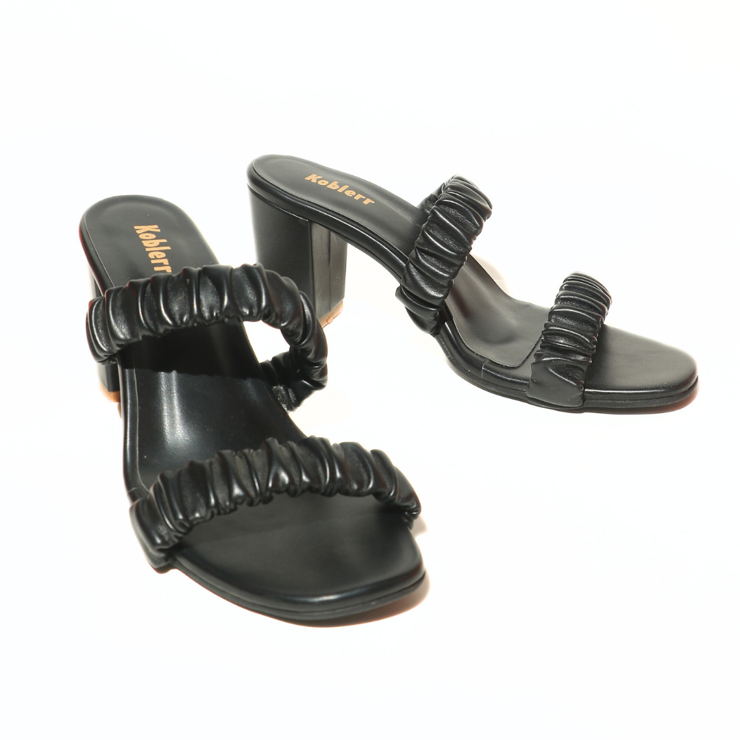 Ruffle Strap Block Heel