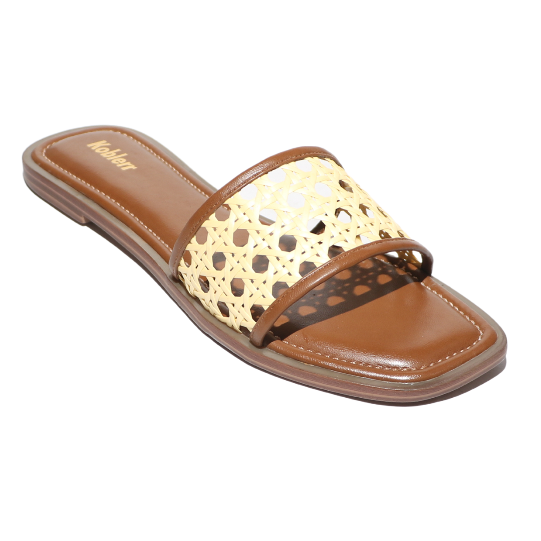 Brown weave Strap Flats