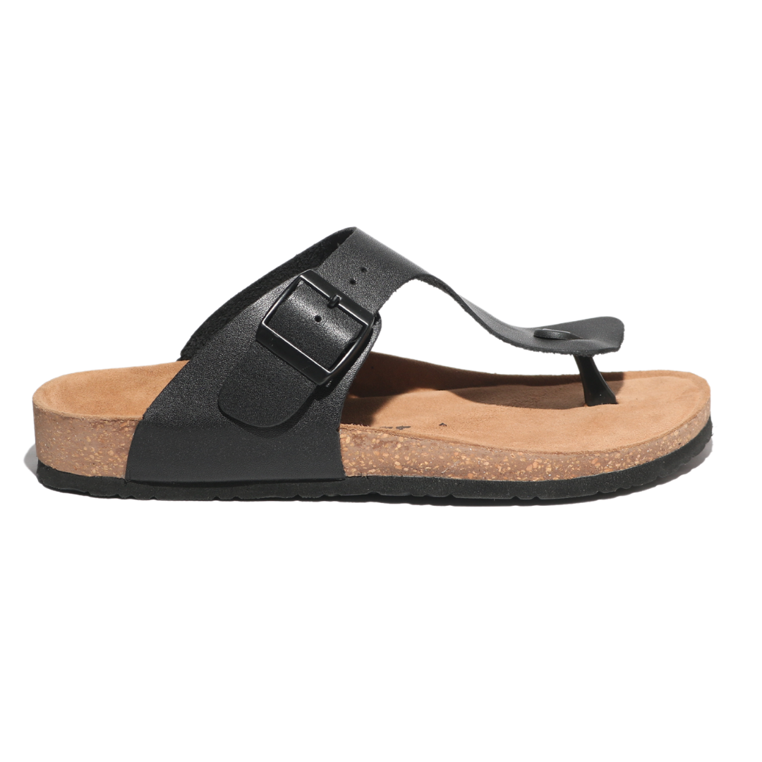 Men's T-Strap Sandals in Black