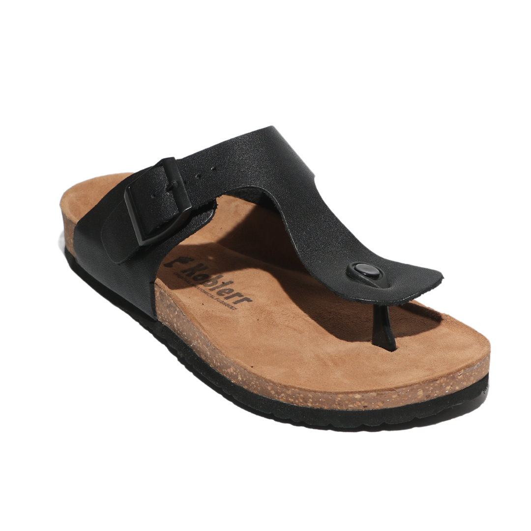 Men's T-Strap Sandals in Black