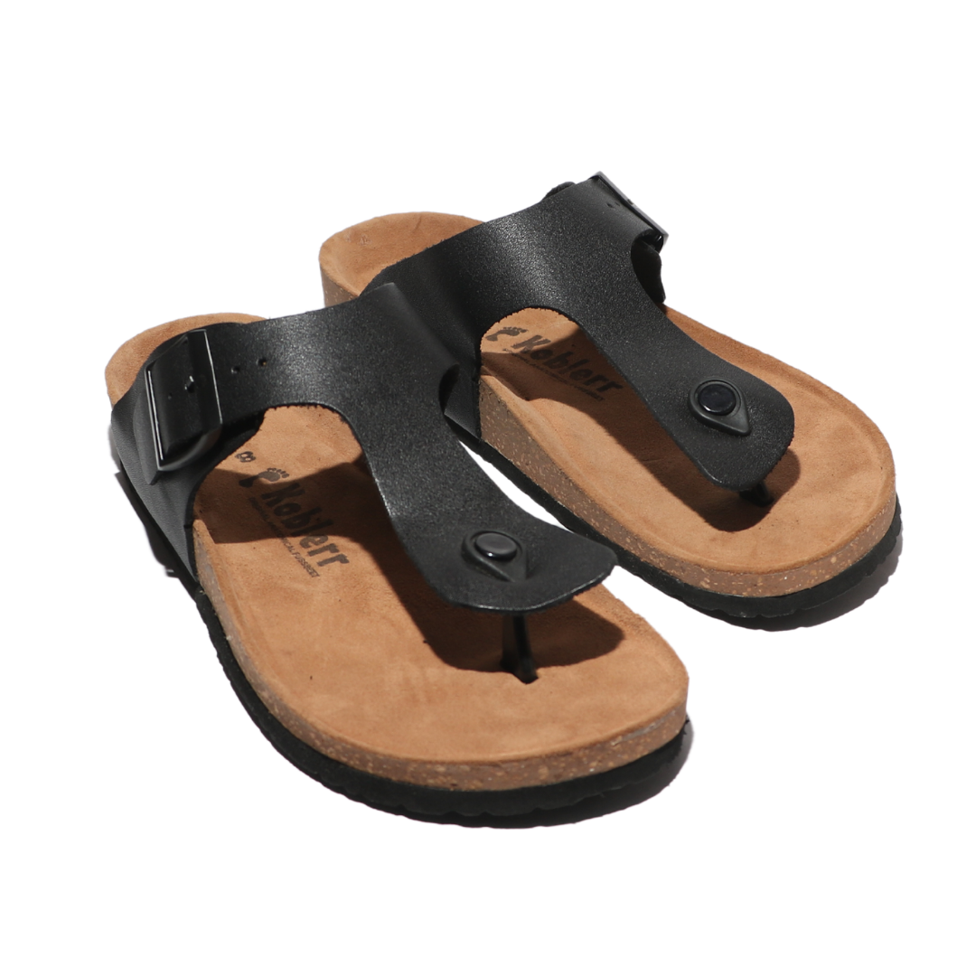 Men's T-Strap Sandals in Black