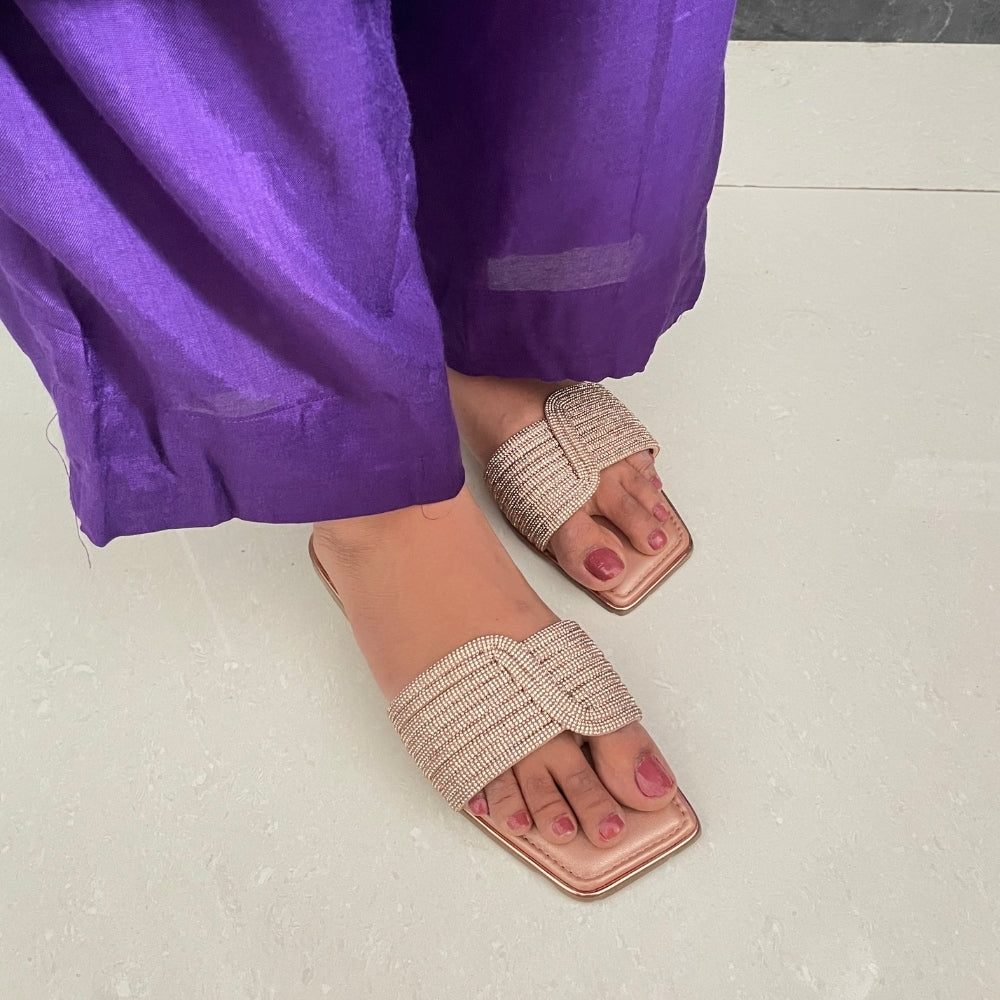 Rose Gold Embellished Flats