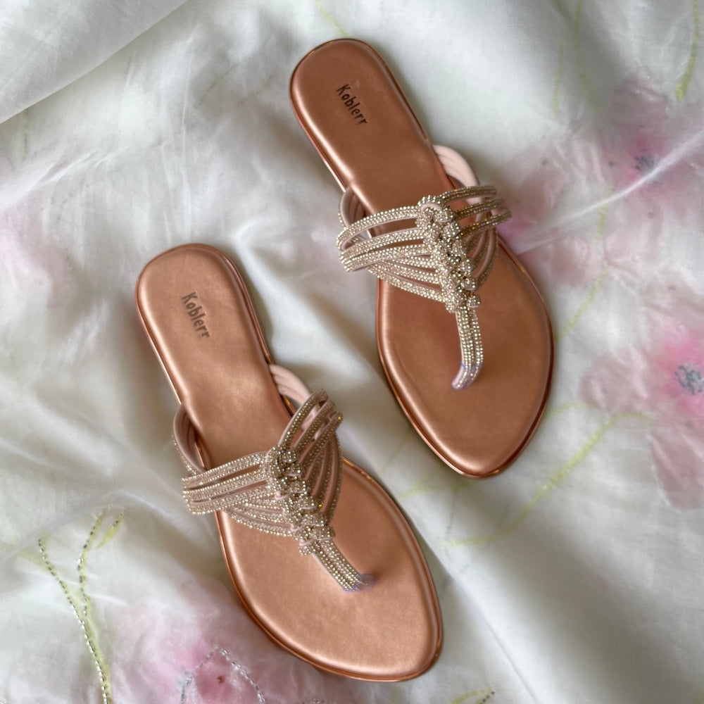 Rose Gold Embellished Flats