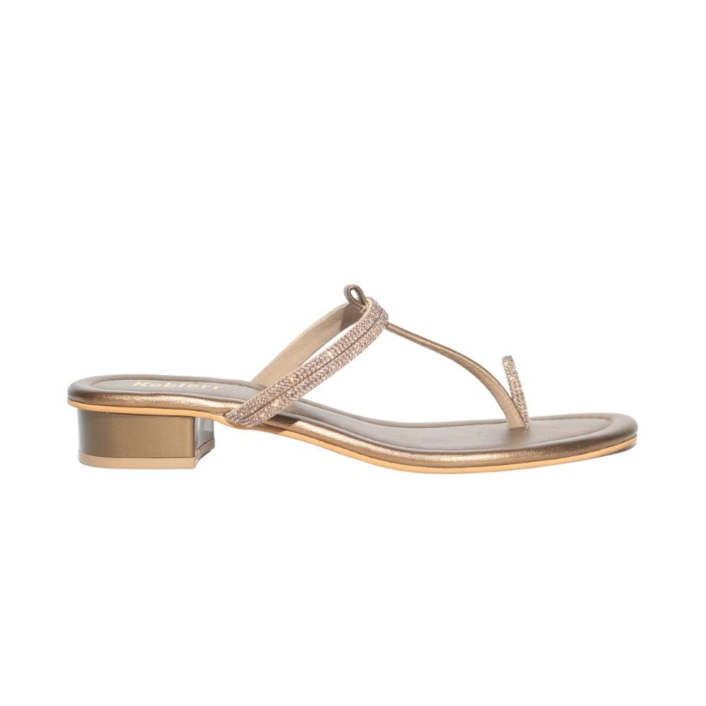 Gold Embellished Toe-ring Sandals