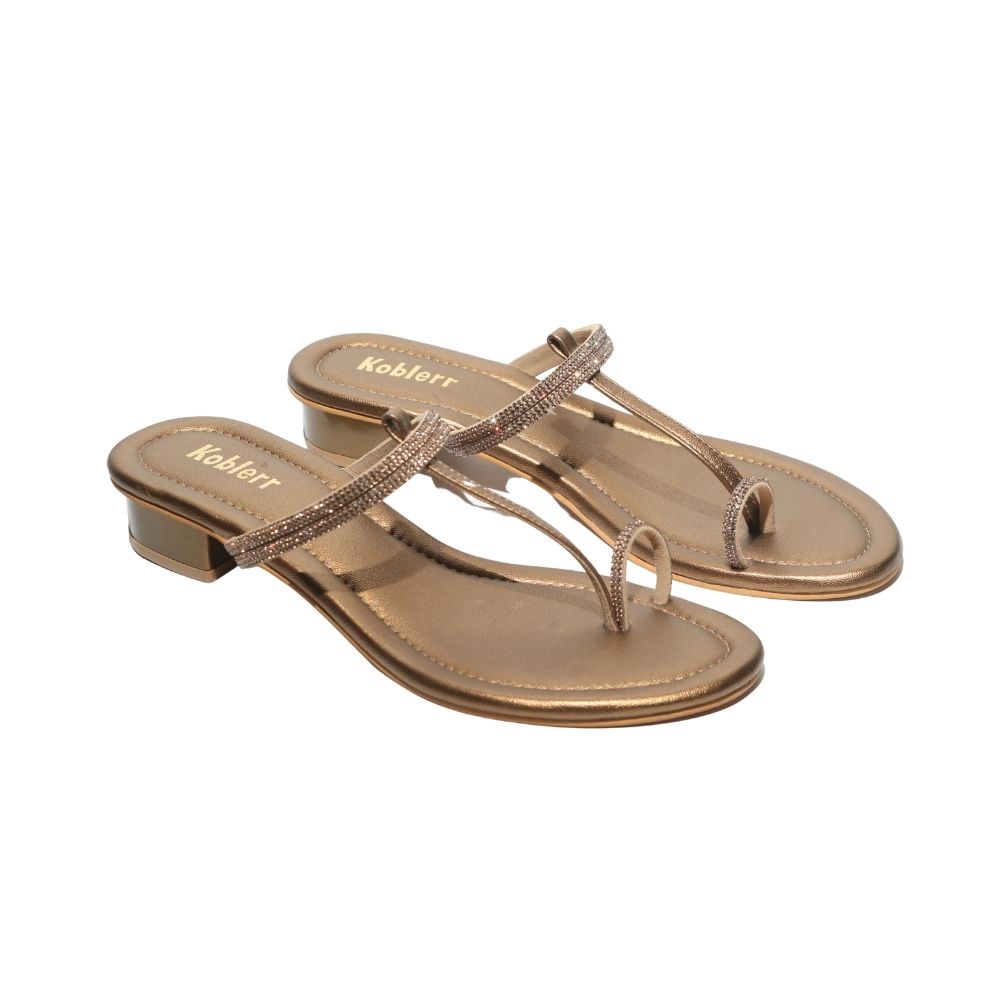 Gold Embellished Toe-ring Sandals
