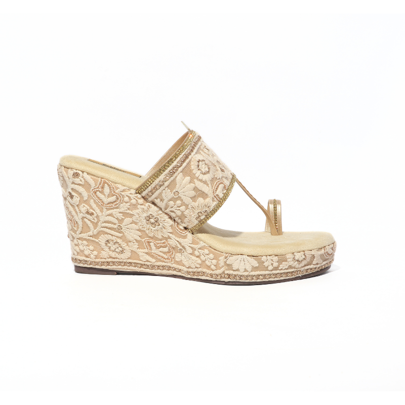 Floral Embroidered Wedges