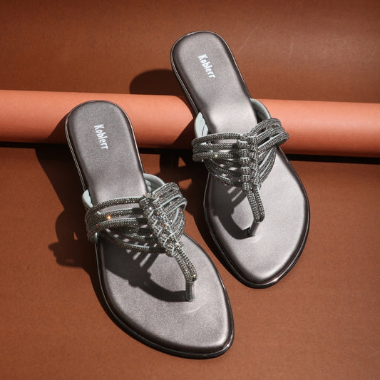 Silver Embellished Flats