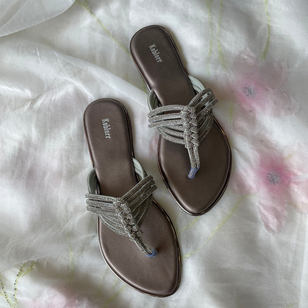 Silver Embellished Flats