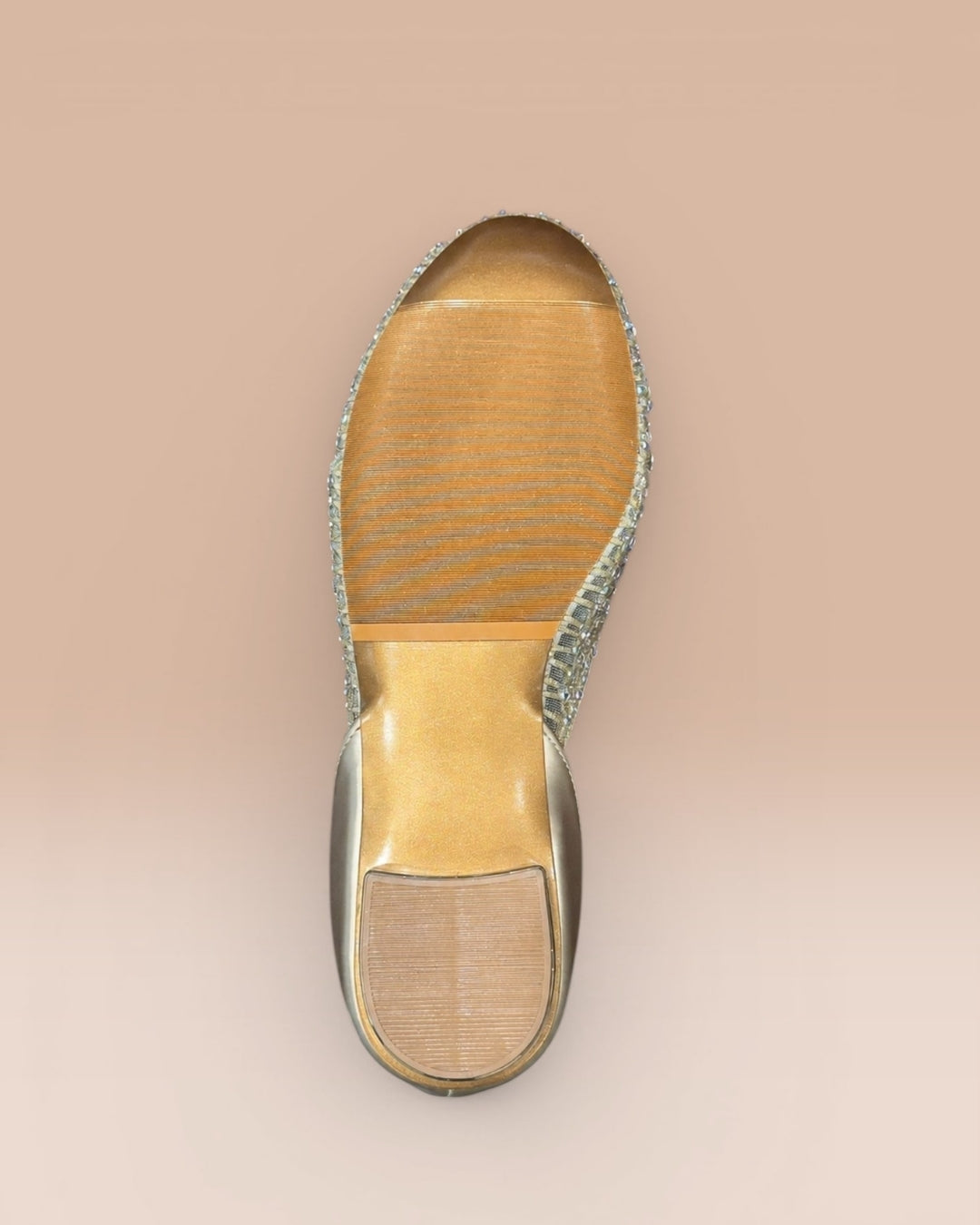 Gold Embellished Block Heel Sandals