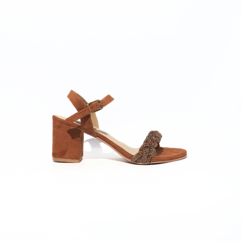 Braided Strap with Stone Embellished Heel
