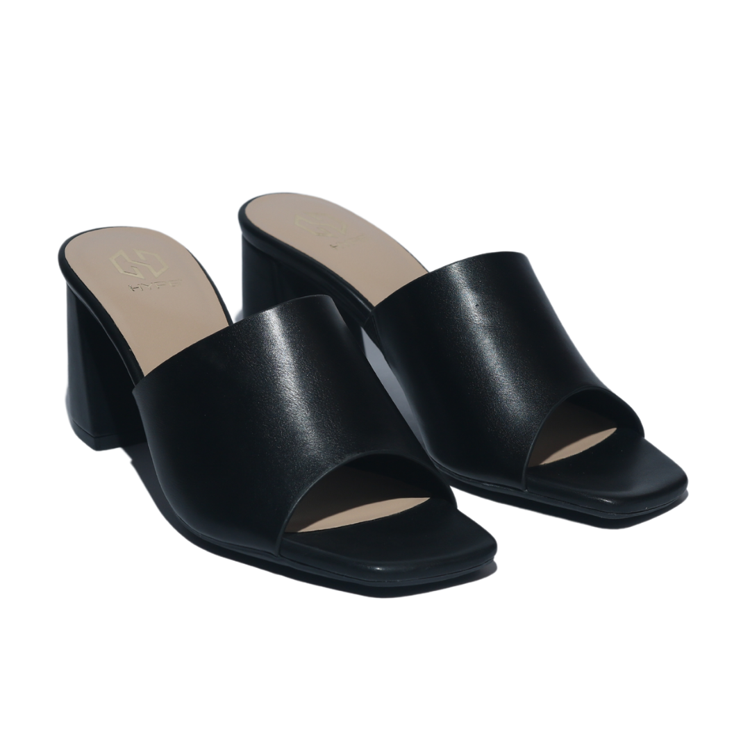 Black Slide Block Heel