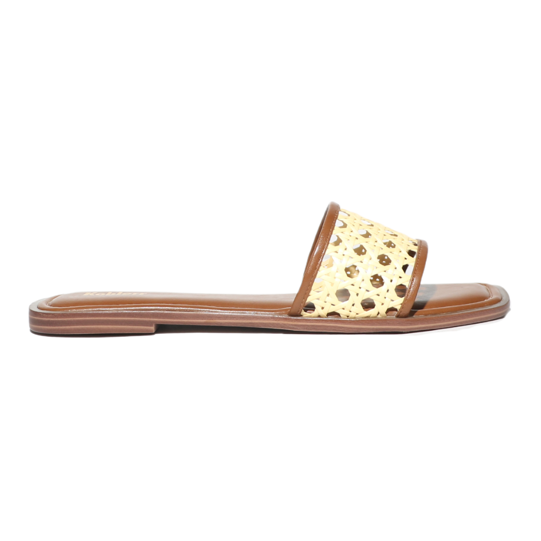 Brown weave Strap Flats