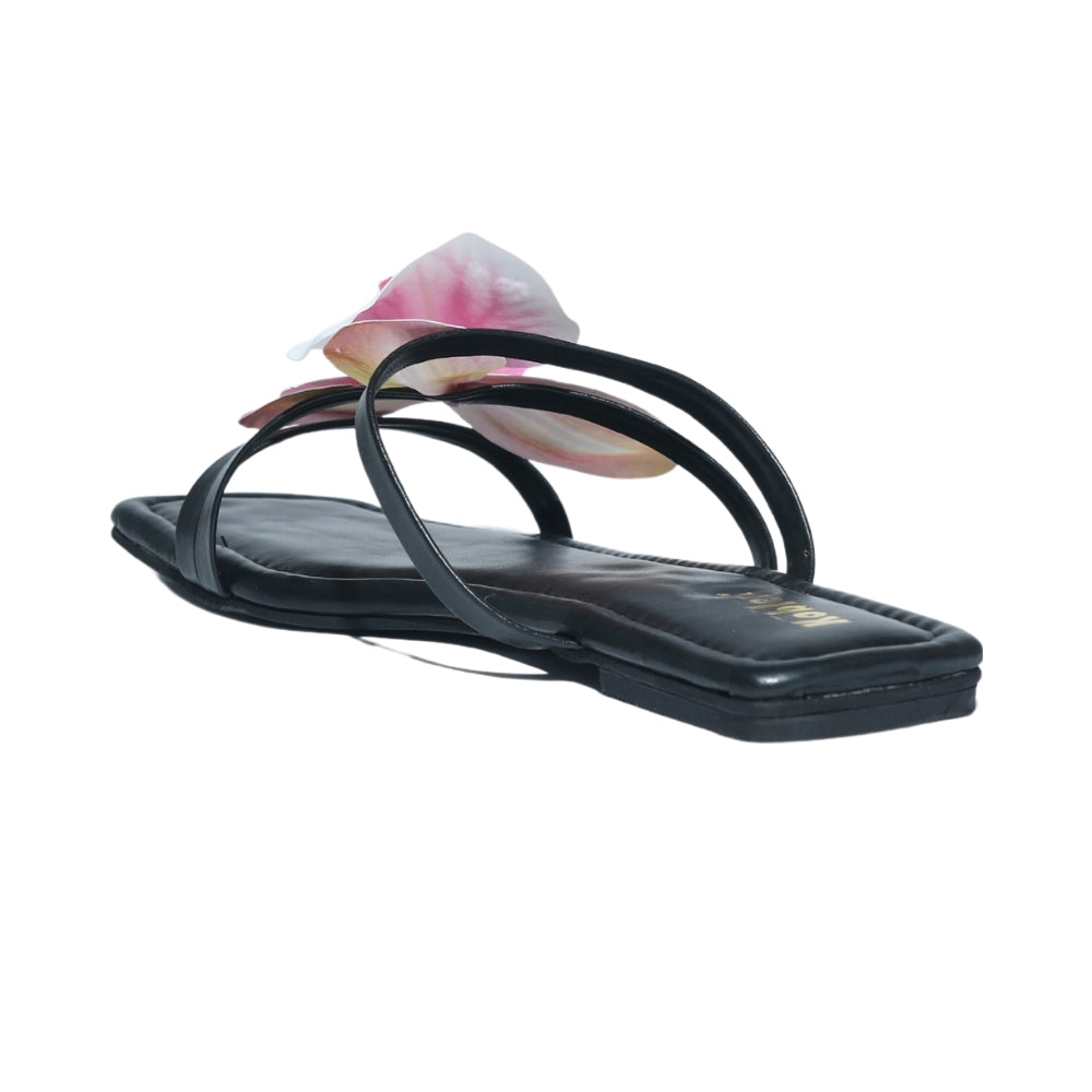 Black Orchid Floral Strappy Flats