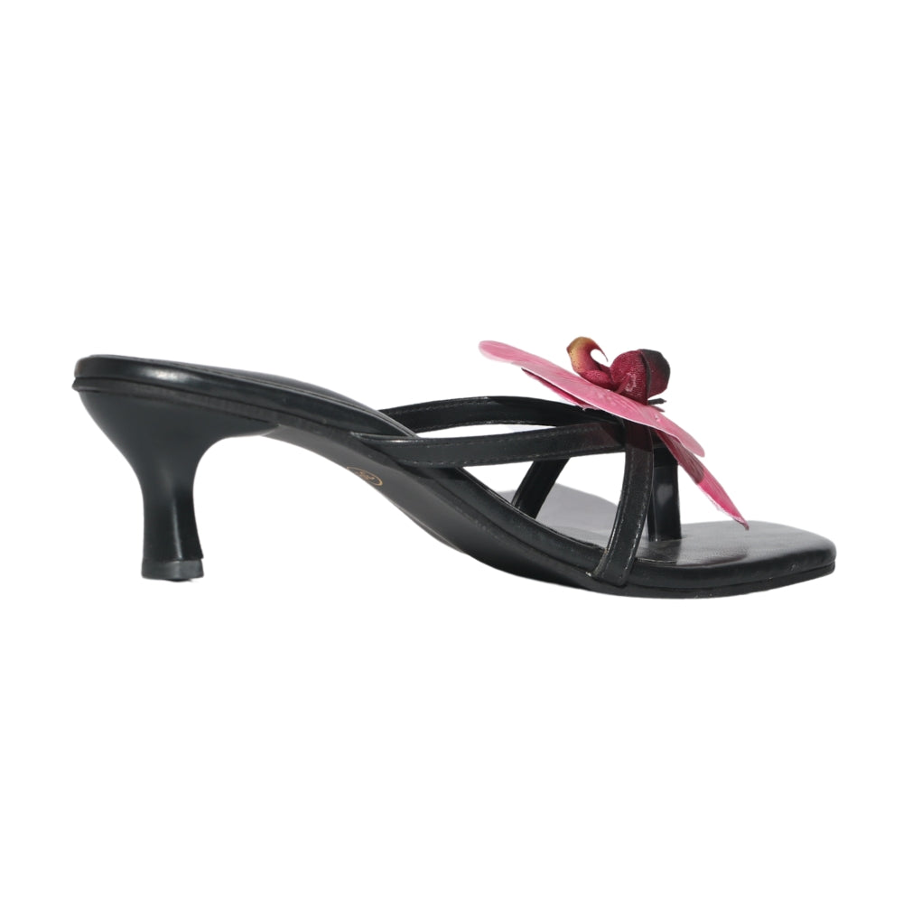 Pink on Black Orchid Heels