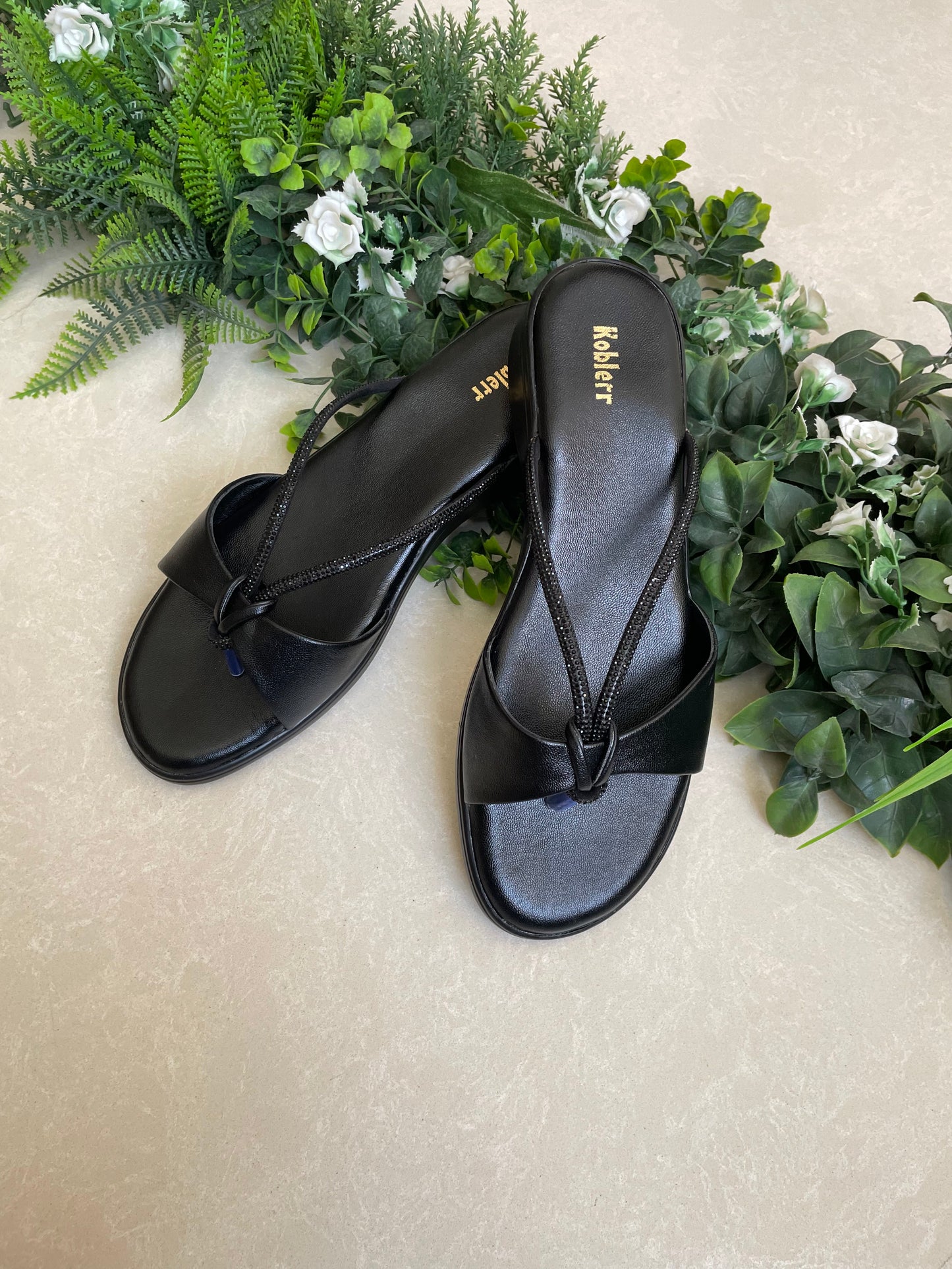 Black Slip-On Flat Sandals