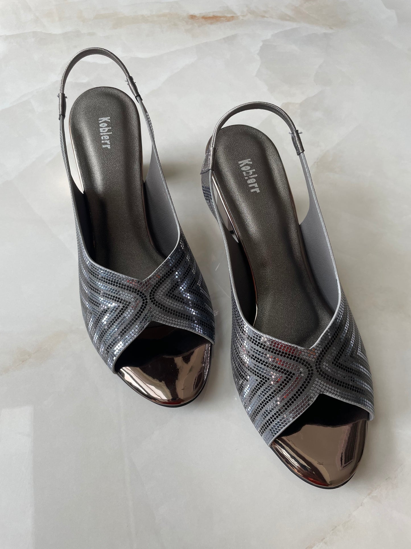 Silver Block Heel Sandals