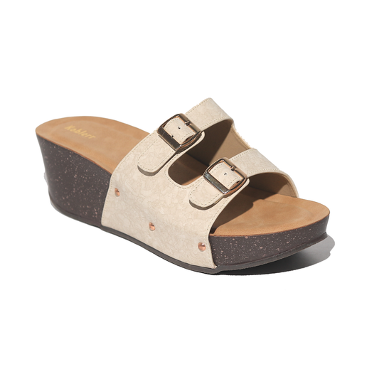 White Dual Strap Wedges