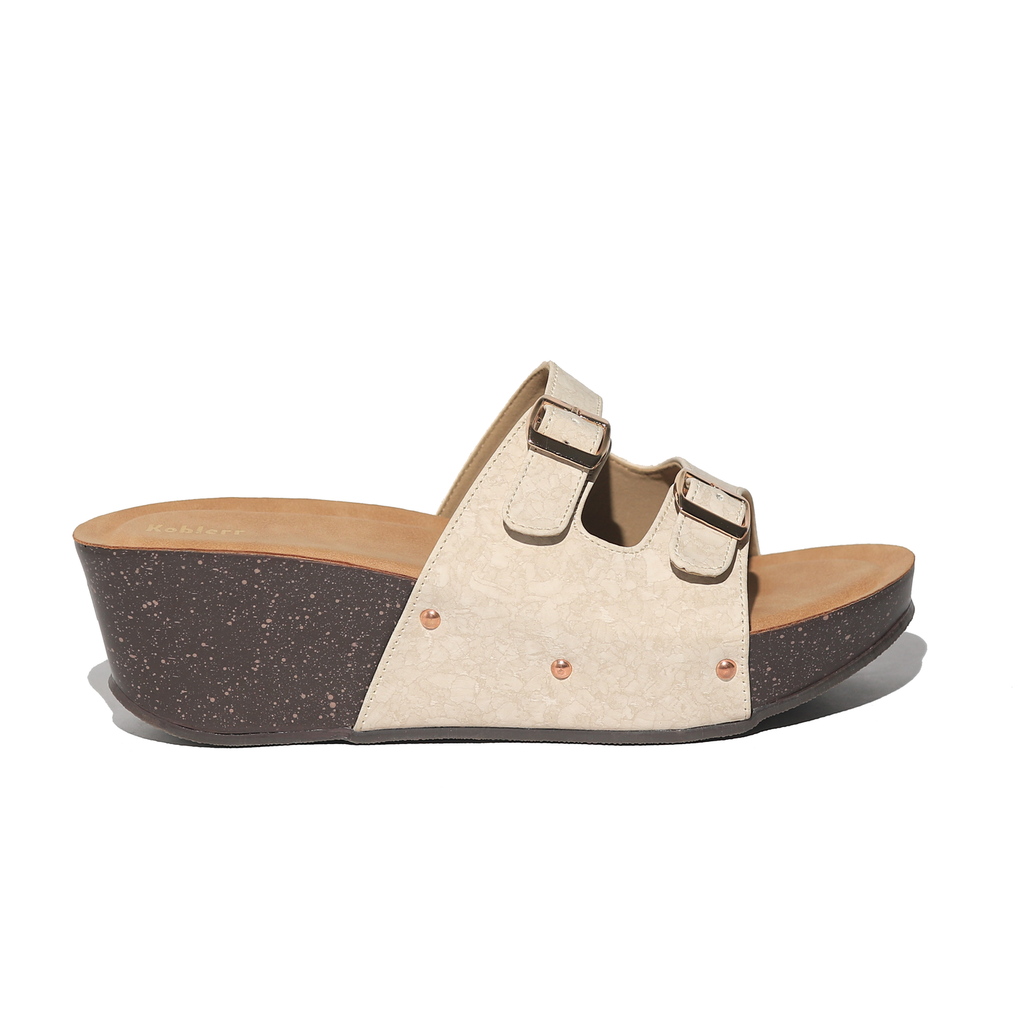 White Dual Strap Wedges