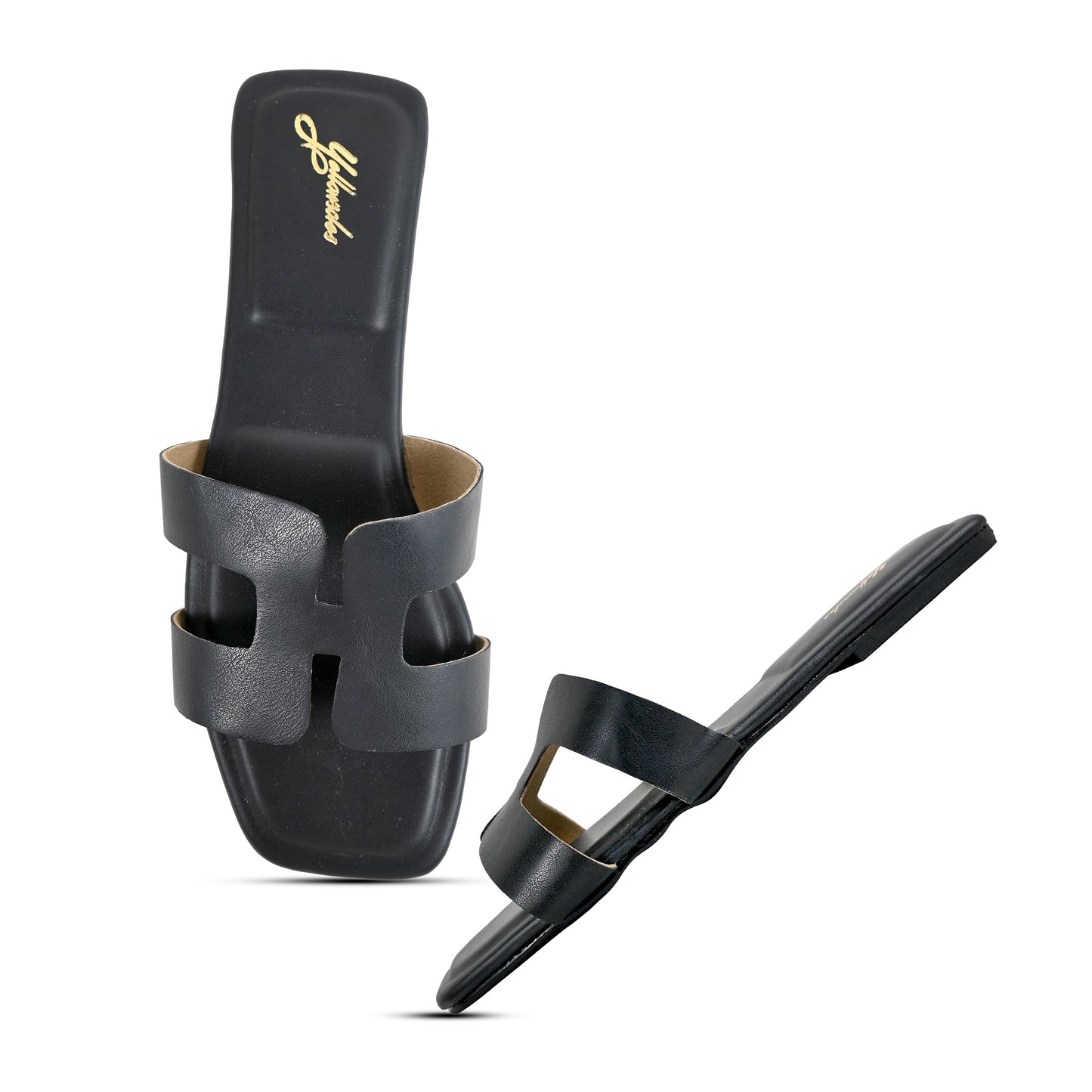 H Style Flats in Black