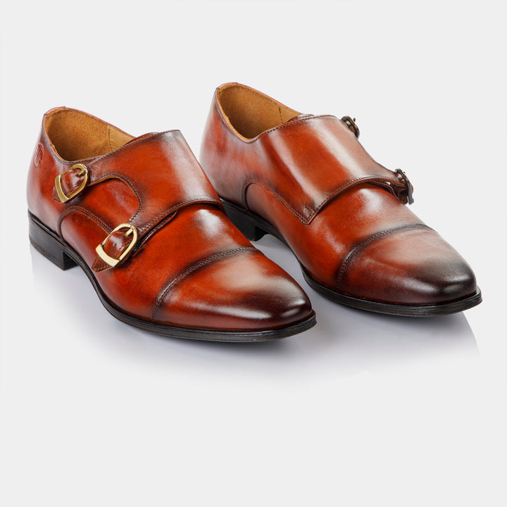 BRUCE - Double Monk Strap in Chestnut