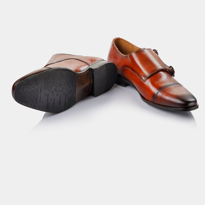 BRUCE - Double Monk Strap in Chestnut