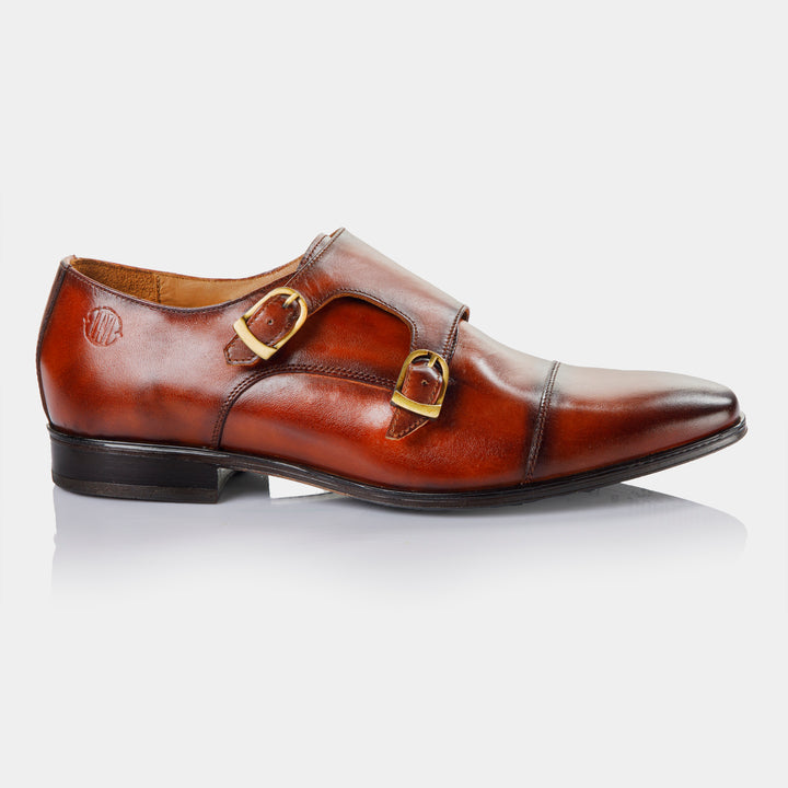 BRUCE - Double Monk Strap in Chestnut