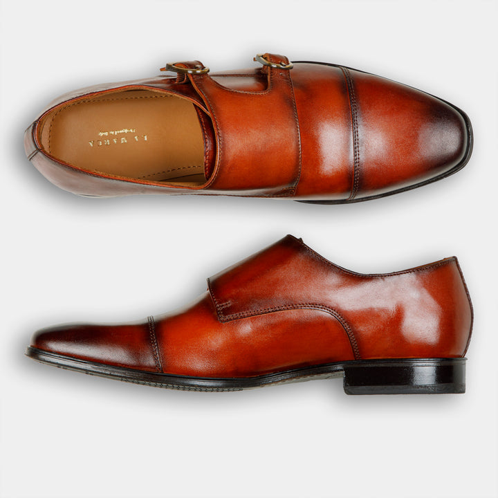 BRUCE - Double Monk Strap in Chestnut