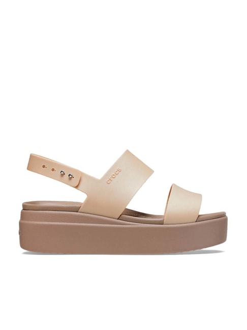 Crocs Brooklyn Beige Back Strap Wedges