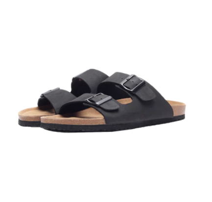 Zeno Men's Two-Strap Sandals (Black)
