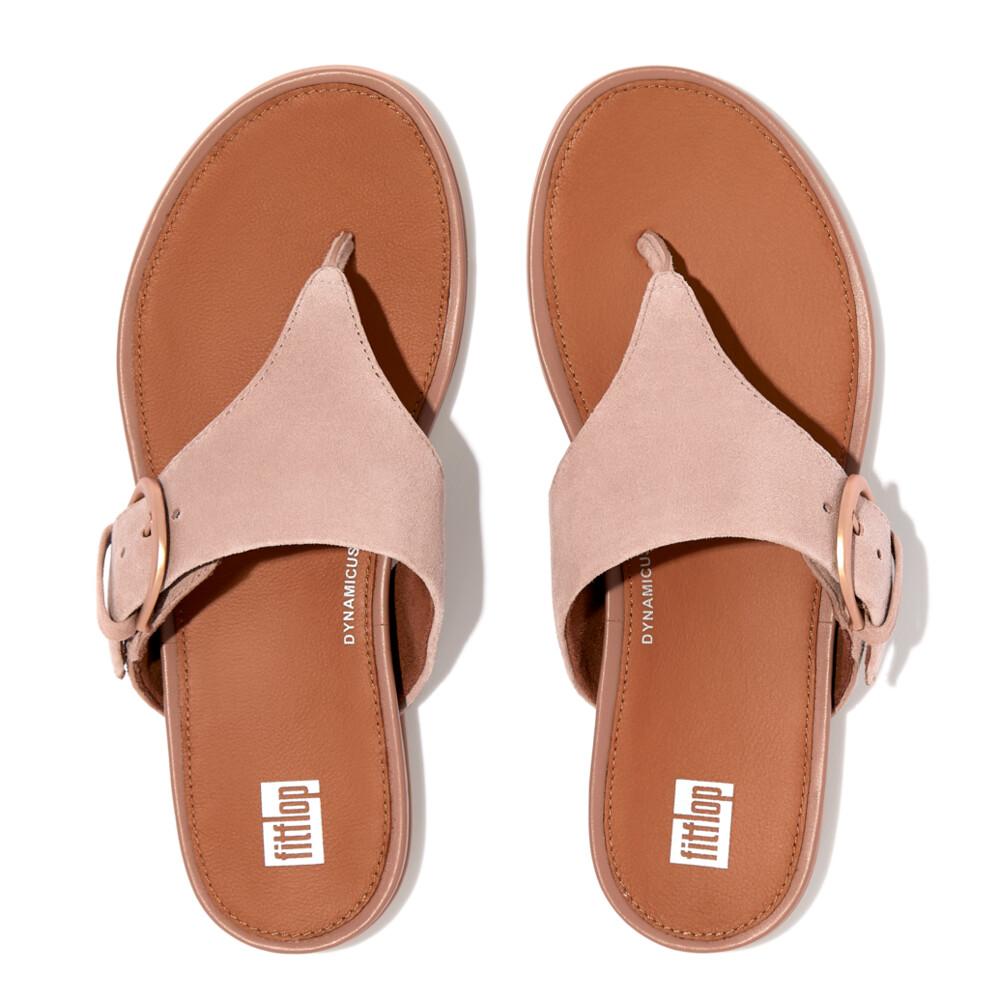 Women's Gracie Buckle Suede Toe-Post Sandals