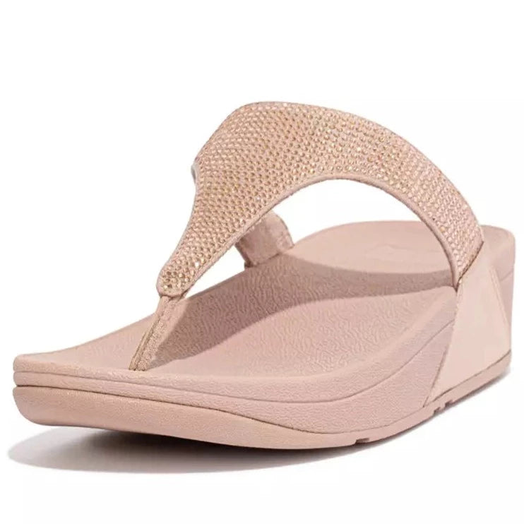LULU Crystal Embellished Toe Post Sandals