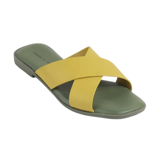 Yellow Open Toe Flats