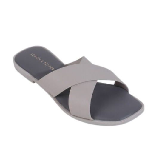 Grey Open Toe Flats