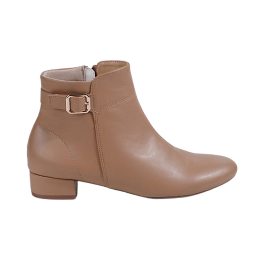 Beige Block Heel Boots