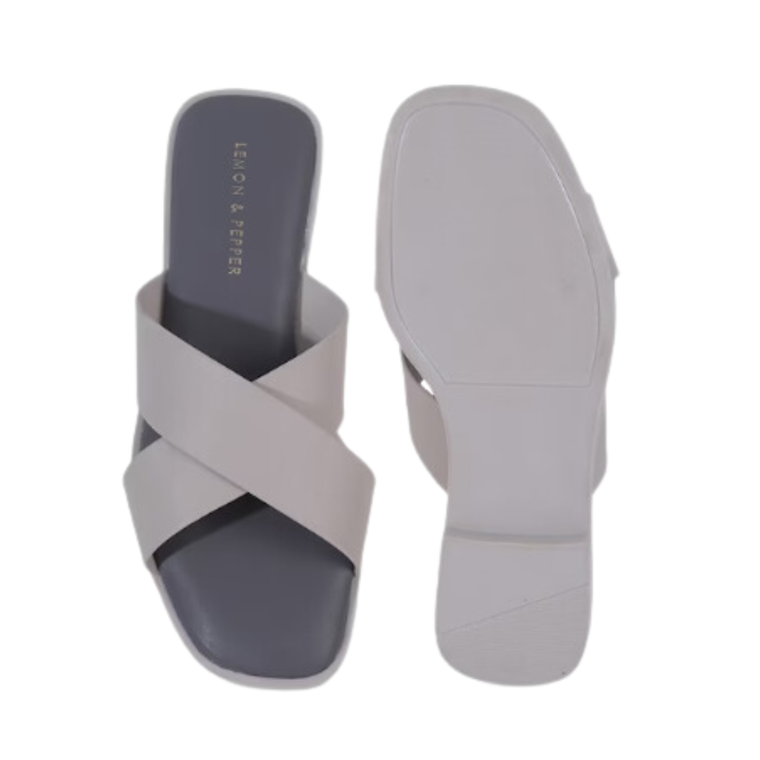 Grey Open Toe Flats