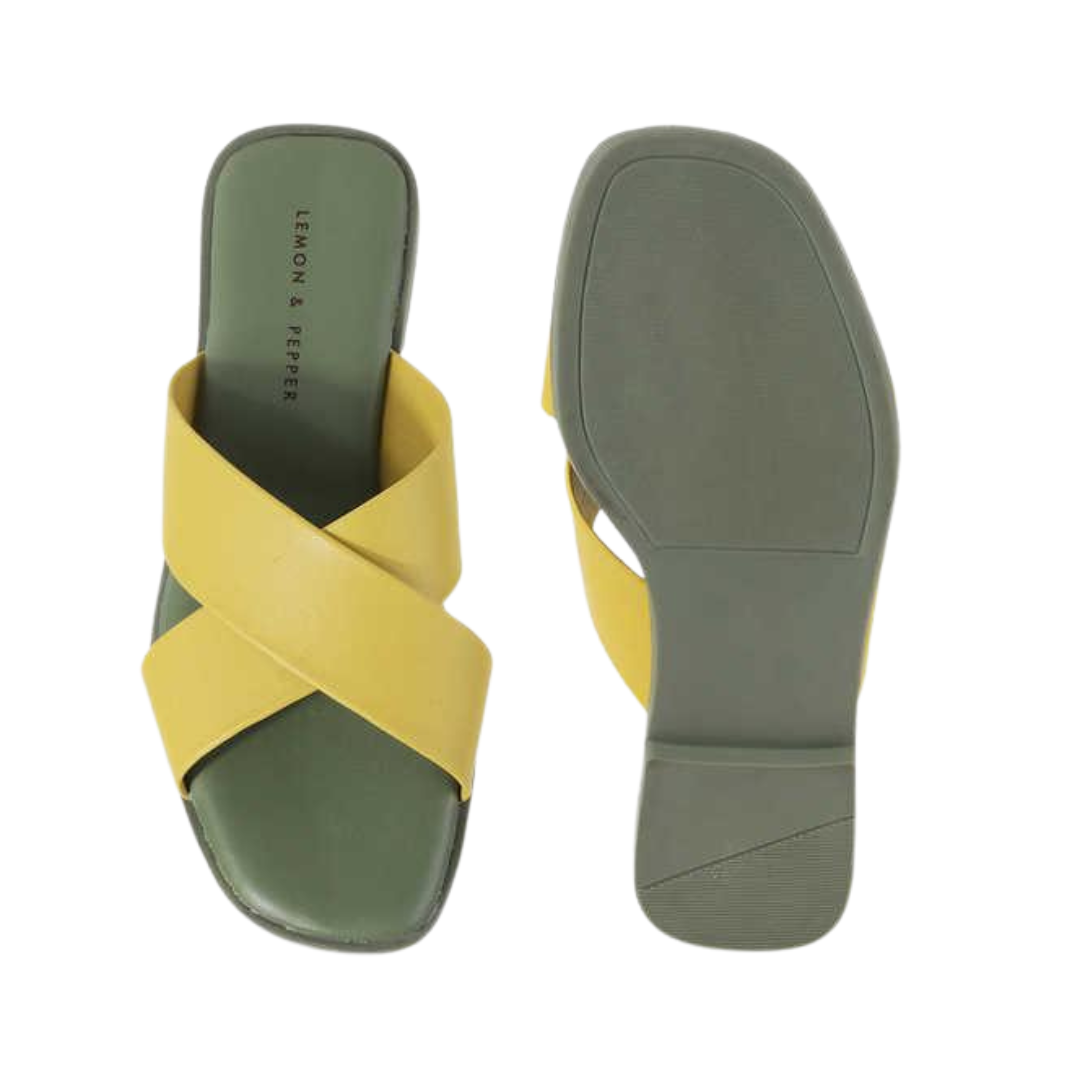 Yellow Open Toe Flats