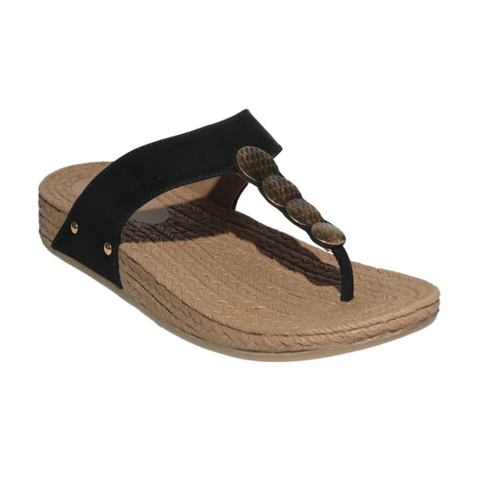 Black Comfort Wedge Sandals