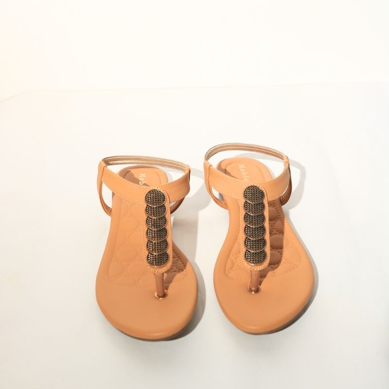 Beige Casual T-strap