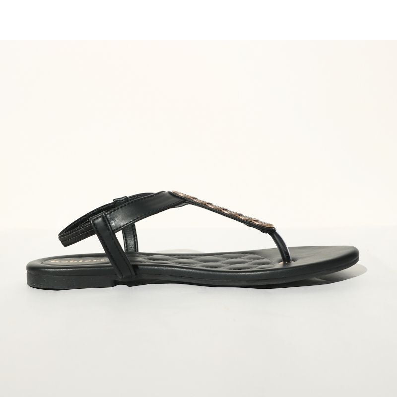 Black Casual T-strap