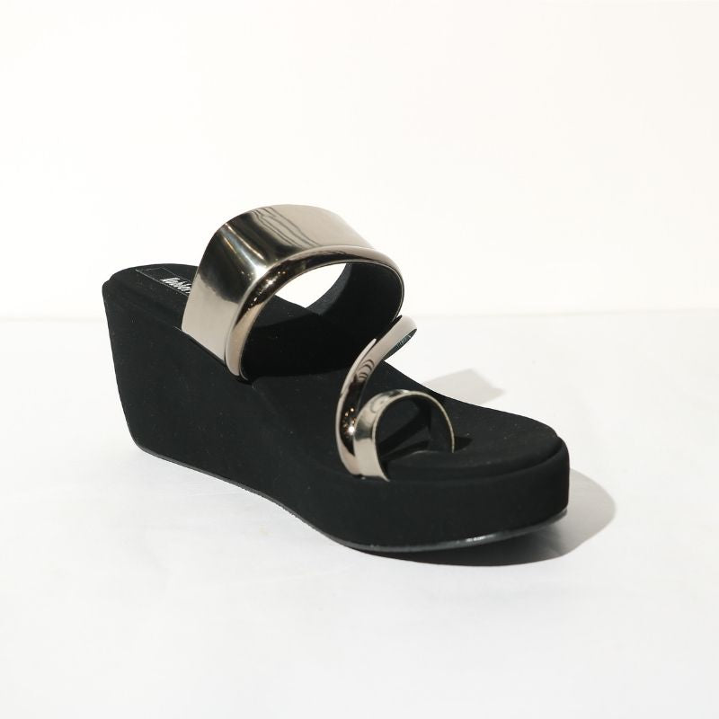 Silver Casual Wedge