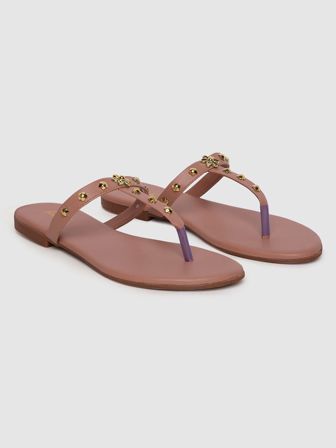 Navy Embellished Casual Flats