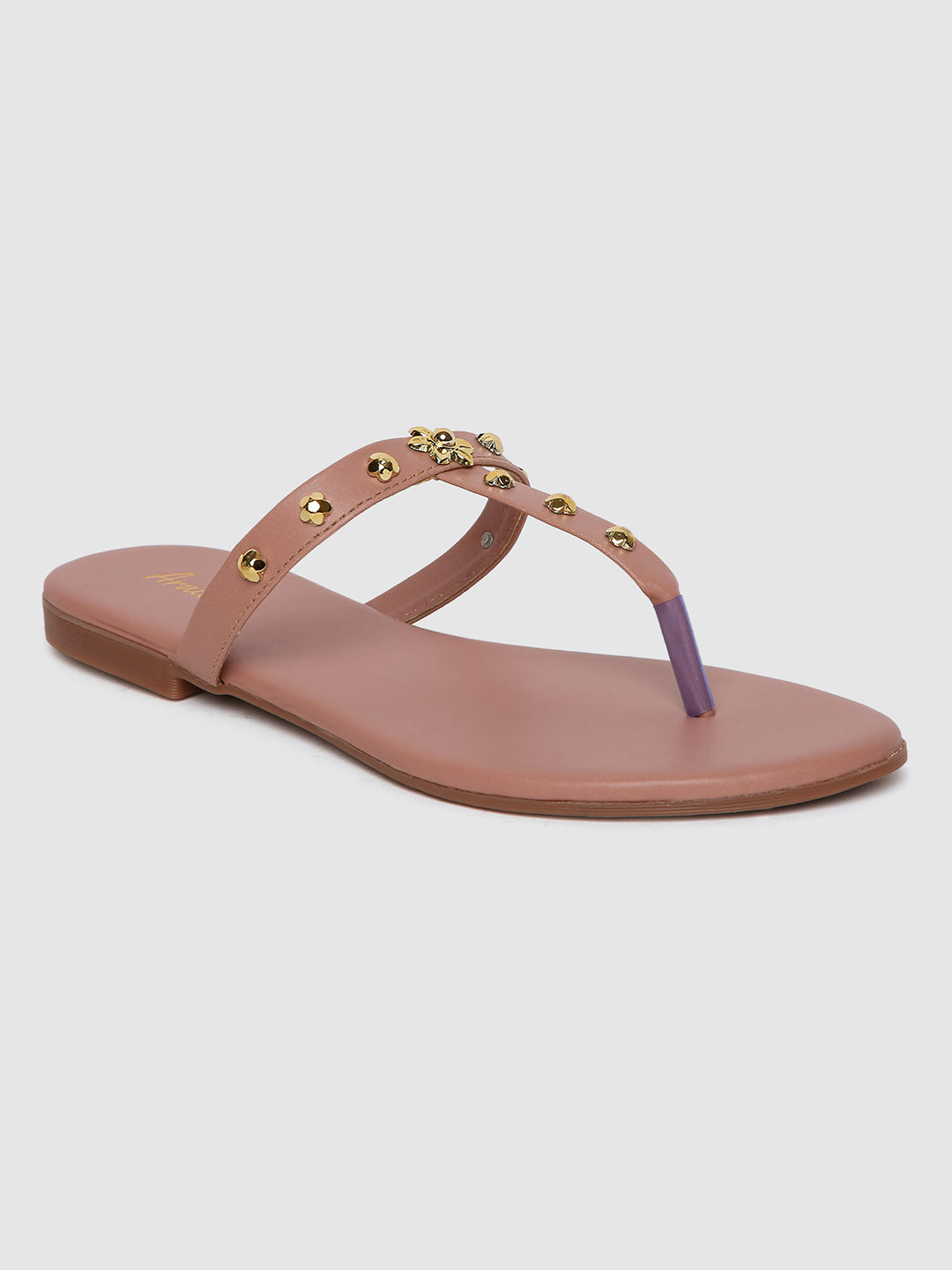 Peach Embellished Casual Flats