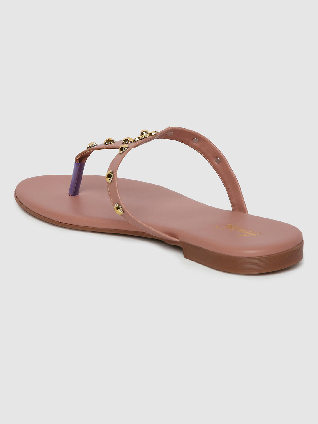 Peach Embellished Casual Flats