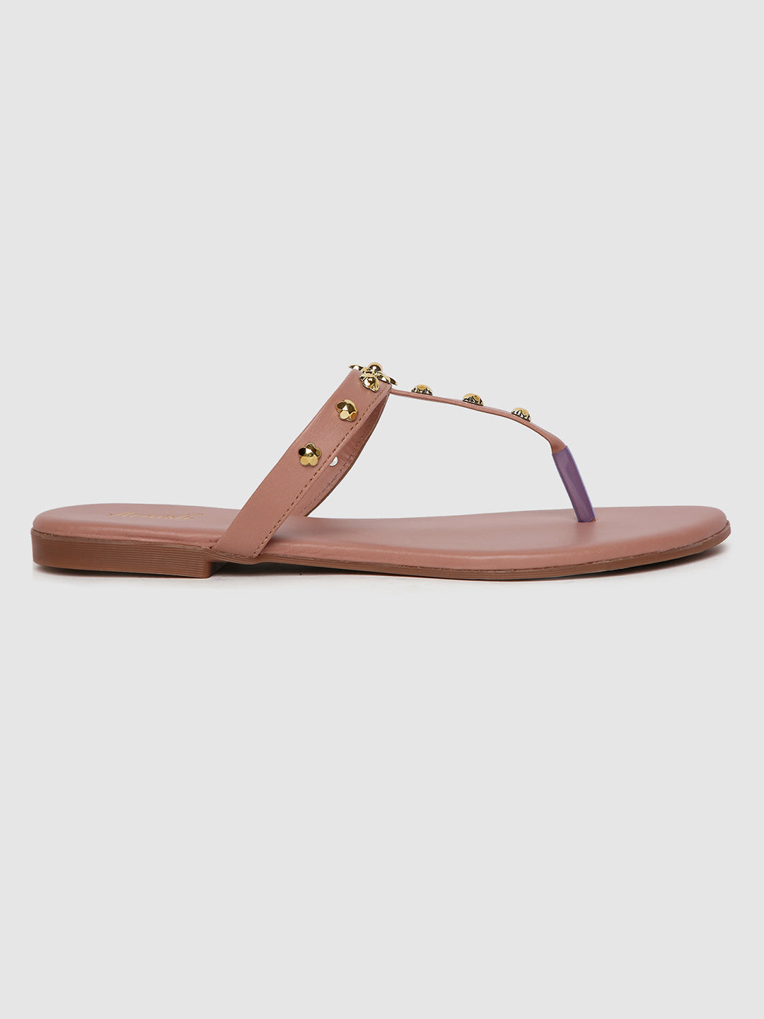 Peach Embellished Casual Flats