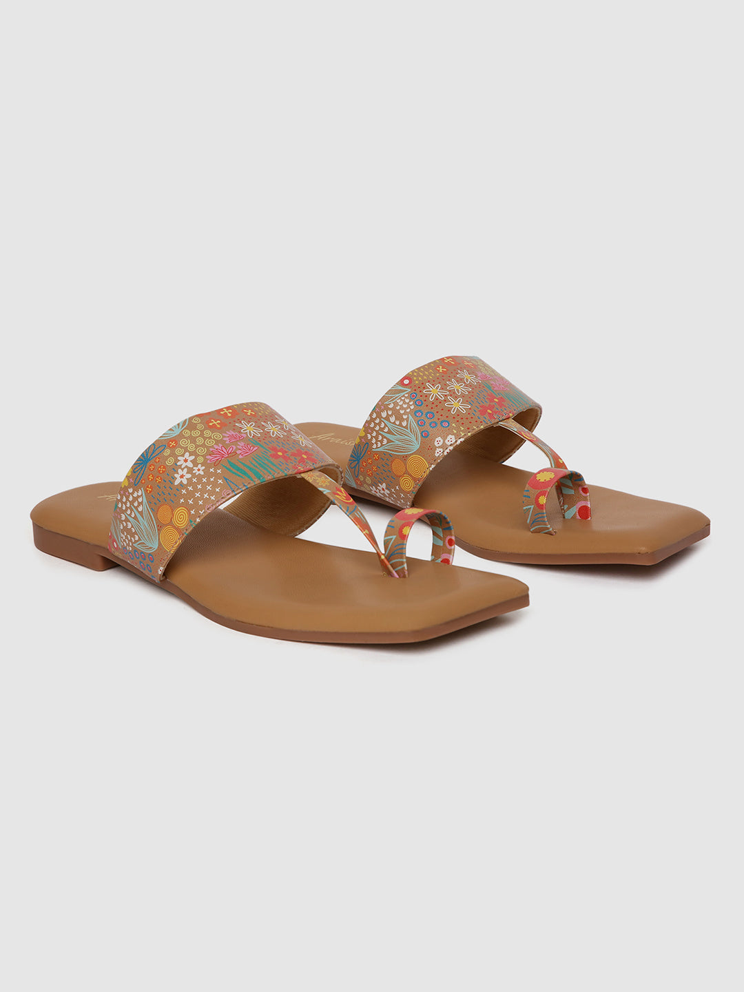 Beige Casual Printed Flats